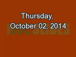 Thursday, October 02, 2014