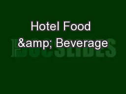 Hotel Food & Beverage