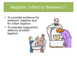 Baptism: Infant or Believers’?
