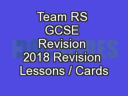 Team RS GCSE Revision 2018 Revision Lessons / Cards