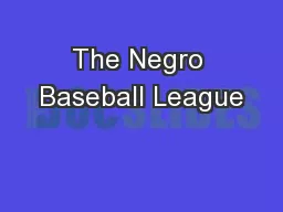 The Negro Baseball League