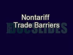Nontariff Trade Barriers