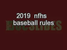 2019  nfhs  baseball rules