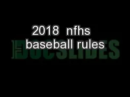 2018  nfhs  baseball rules