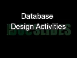 Database Design Activities