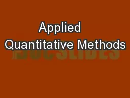 Applied   Quantitative Methods