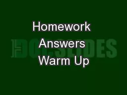 Homework Answers Warm Up