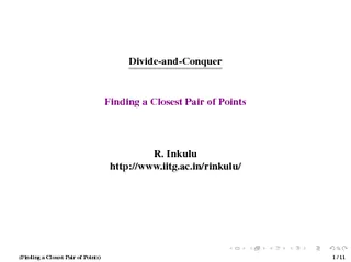 DivideandConquer Finding a Closest Pair of Points R