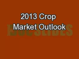 2013 Crop Market Outlook