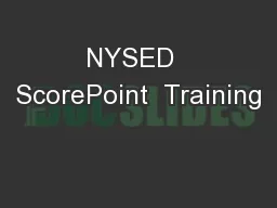 NYSED  ScorePoint  Training