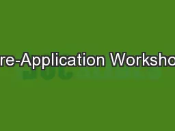 Pre-Application Workshop