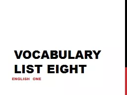 Vocabulary List Eight English One