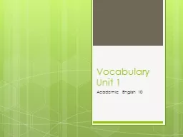 Vocabulary Unit 1 Academic English 10