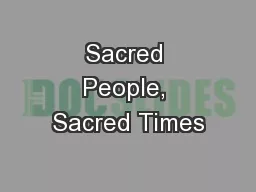 Sacred People, Sacred Times