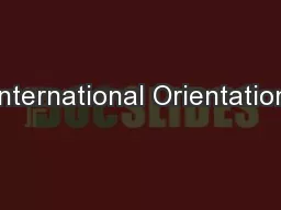 International Orientation