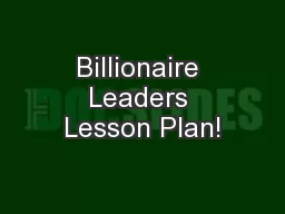 Billionaire Leaders Lesson Plan!