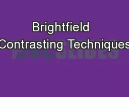 Brightfield  Contrasting Techniques