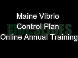 Maine Vibrio Control Plan Online Annual Training