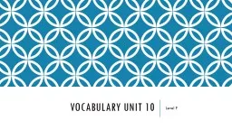 Vocabulary Unit 10 Level F