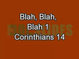 Blah, Blah, Blah 1 Corinthians 14