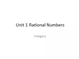 Unit 1 Rational Numbers Integers