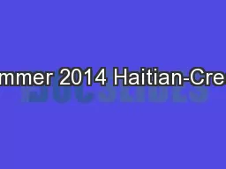 Summer 2014 Haitian-Creole