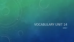 Vocabulary Unit 14 Level F