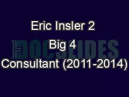 Eric Insler 2 Big 4 Consultant (2011-2014)