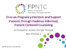 Discuss Pregnancy Intention and Support Patients through Evidence-Informed, Patient-Centered