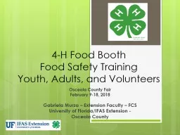 4-H Food Booth  Food Safety Training