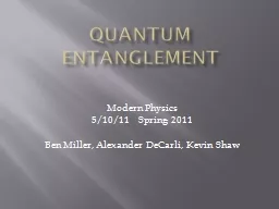 Quantum Entanglement Modern Physics