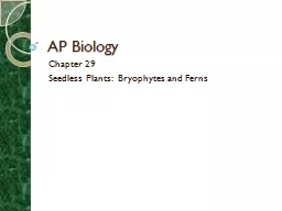 AP Biology Chapter 29   Seedless Plants:  Bryophytes and Ferns
