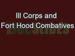III Corps and Fort Hood Combatives