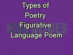 Types of Poetry Figurative Language Poem