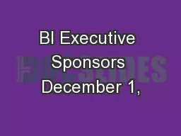 BI Executive Sponsors December 1,
