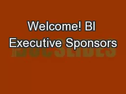 Welcome! BI Executive Sponsors