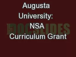 Augusta  University:  NSA Curriculum Grant