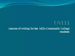 EN111 Lessons of writing for Bay Mills Community College students