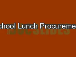 School Lunch Procurement