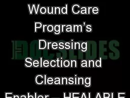 South West Regional Wound Care Program’s Dressing Selection and Cleansing Enabler –