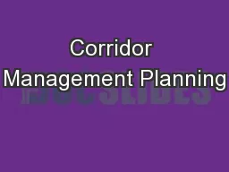 Corridor Management Planning