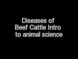 Diseases of Beef Cattle Intro to animal science