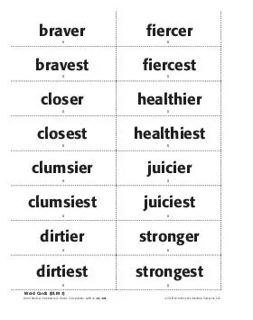 Word Study  Vocabulary  Unit  Comparative sufxes er es