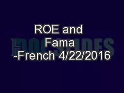 ROE and  Fama -French 4/22/2016