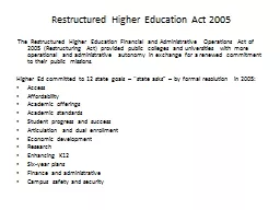 Restructured Higher Education Act 2005