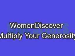 WomenDiscover Multiply Your Generosity