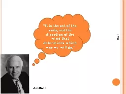 E. Napp Jim Rohn “It is the set of the sails, not the direction of the wind that determines
