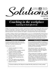 Issue  Coaching in the workplace Learning to lead effe
