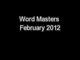 Word Masters February 2012