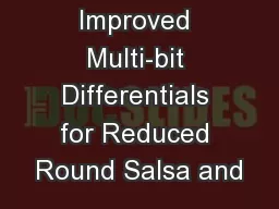 Significantly Improved Multi-bit Differentials for Reduced Round Salsa and